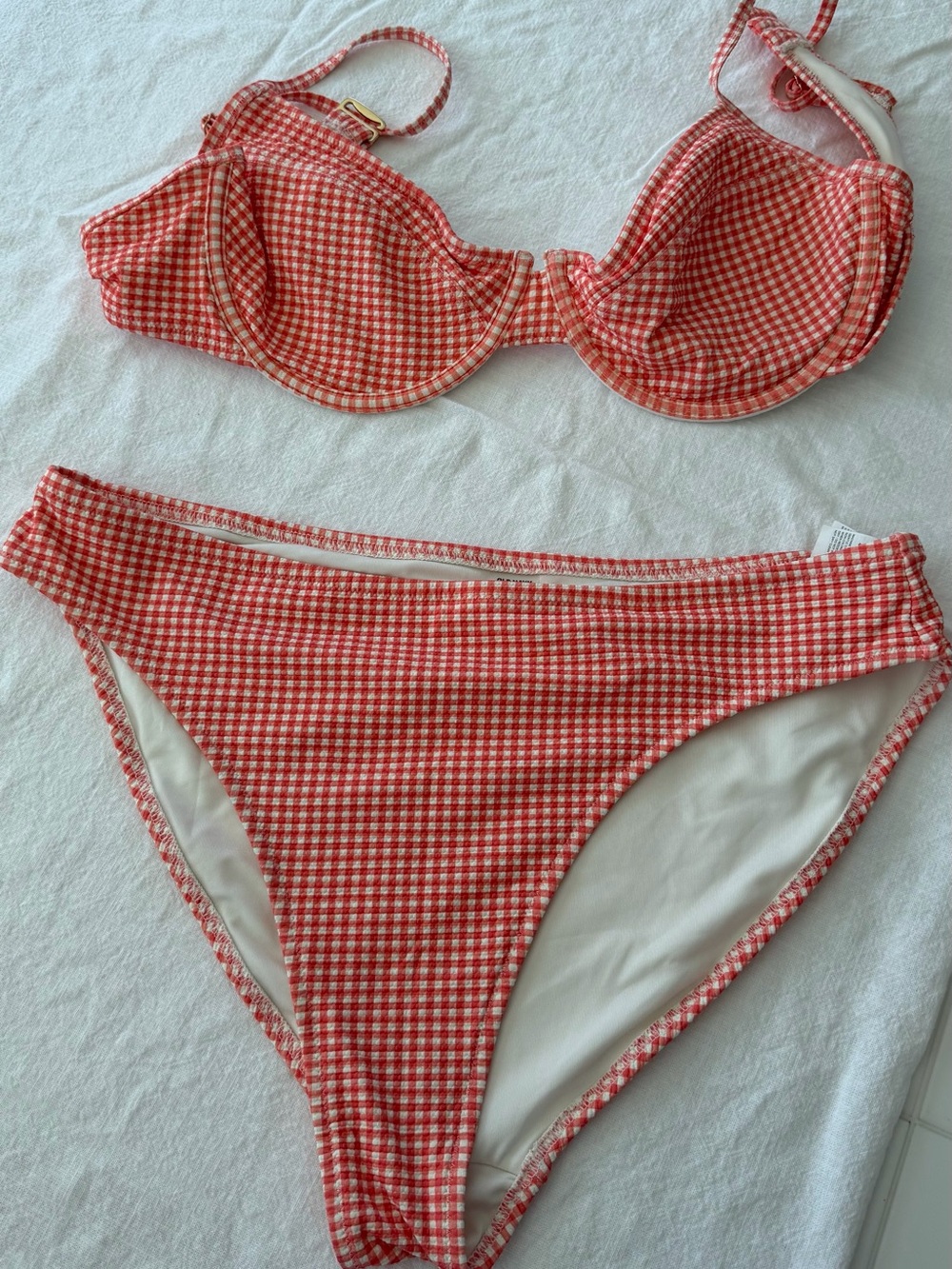 Orange Gingham Underwire Bikini Set - Women Swim